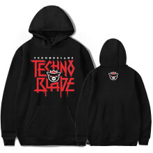 (XXL) Youtube Technoblade Hoodie Print Slouchy Black Hoodie H