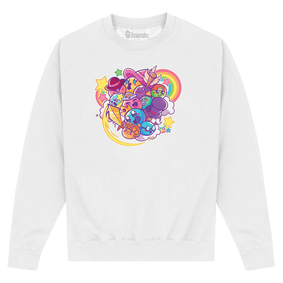 (S, White) Terraria Unisex Adult Cartoon Sweatshirt