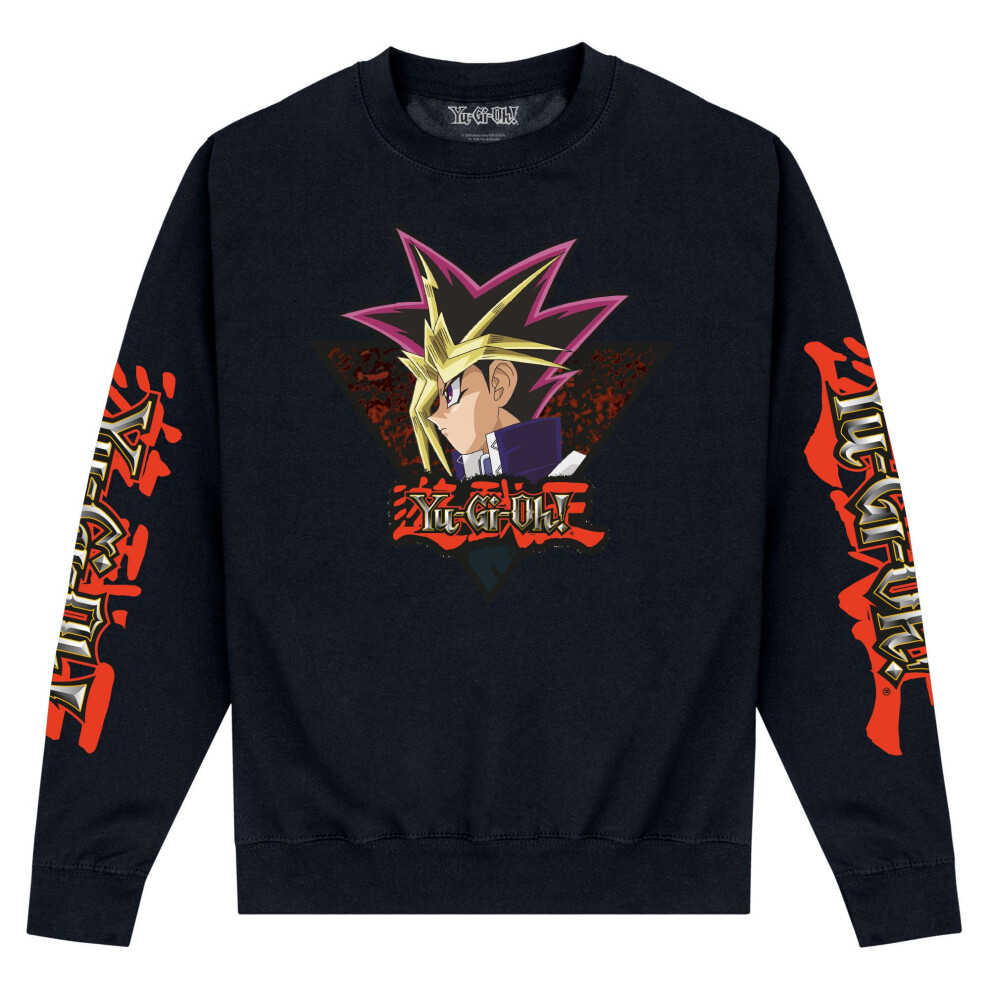 (M, Black) Yu-Gi-Oh! Unisex Adult Portrait Sweatshirt