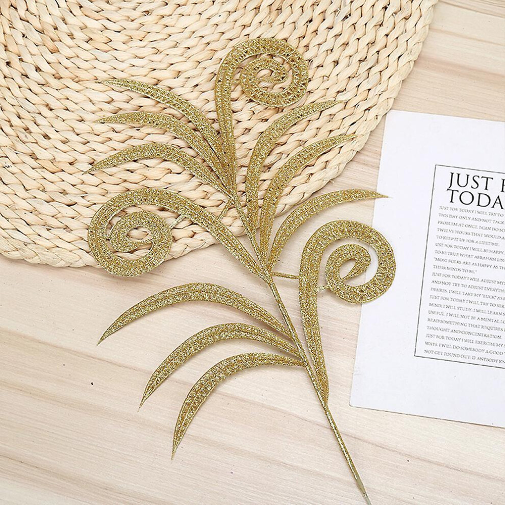 (Gold, 1Pc) Glitter Sequin Fern Leaf Christmas Tree Decoration Home Xmas Ornament-image-OPC-PDT5JY9-NEW