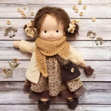 (C with box) Handmade Waldorf Doll, 11 inch Knitted Plush Stuffed Toy Christmas Birthday Gift