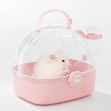 (Pink) Small Animal Carrier Cage with Water Bottle