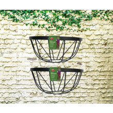 2x Garden Wall Trough Planters 16 Inch Wrought Iron Flower Basket