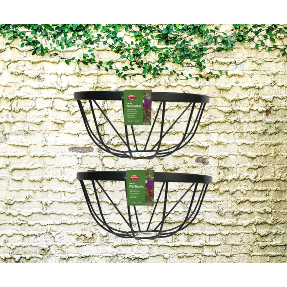 Merchant Ambassador 2X Garden Wall Trough Planters 16 Inch Wrought Iron Flower Basket - Image 3