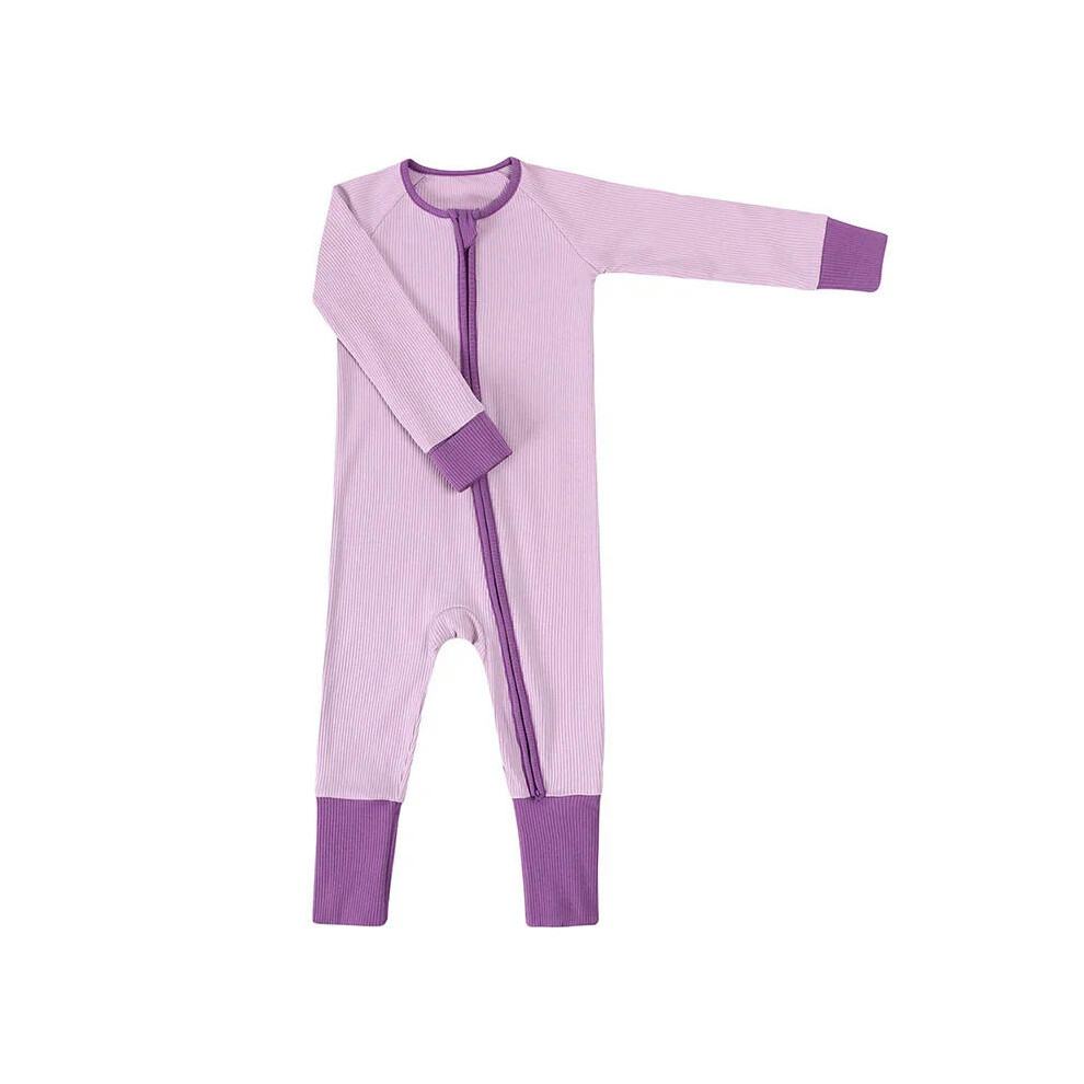 (as photo, 3T(100)) Baby Boys Girls Zipper Bamboo Fiber Romper Clothes Newborn Onesie Jumpsuit Solid Long Sleeve Infant Spring Autumn Pajamas