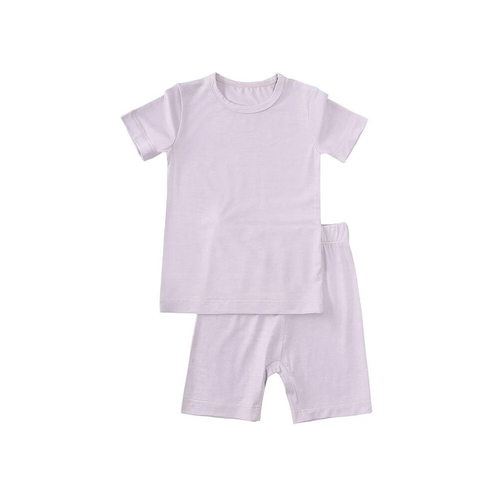 (8, 6-7T(130)) 2024 Bamboo Fiber Toddler Kids Pajamas Clothes Solid Hight Elasticity Breathable Sleepwear Set For 9M-7T Boy Girl Loungewear