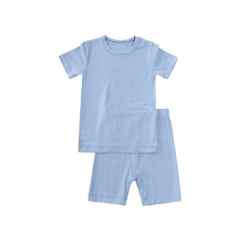 (10, 6-7T(130)) 2024 Bamboo Fiber Toddler Kids Pajamas Clothes Solid Hight Elasticity Breathable Sleepwear Set For 9M-7T Boy Girl Loungewear