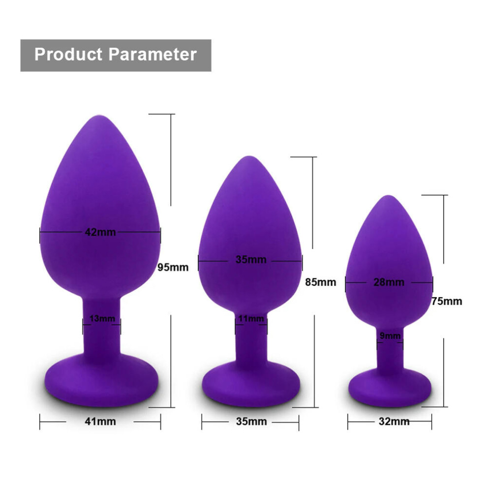 (AP-SML-PU) Silicone Butt Plug Anal Plug Unisex Sex Stopper 3 Different Size Adult Toys for Men/Women Anal Trainer for Couples