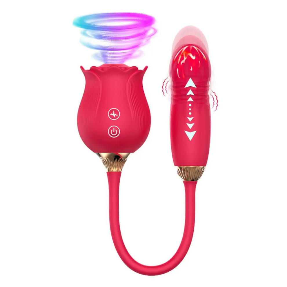 (Style 2) Rose Toy Dildo Thrusting Vibrator for Women Egg Clitoris Sucker Stimulator Tongue Licking Wiggle Adults Goods Sucking Sex Female