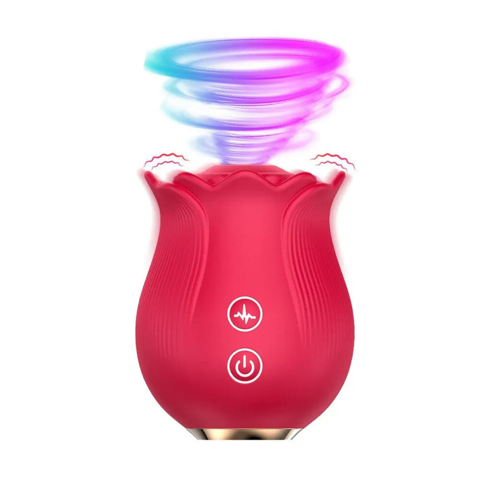 (Style 1 - Rose red) Rose Toy Dildo Thrusting Vibrator for Women Egg Clitoris Sucker Stimulator Tongue Licking Wiggle Adults Goods Sucking Sex Female