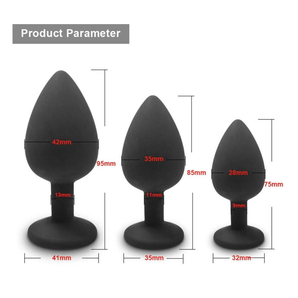 (AP-SML-BK) Silicone Butt Plug Anal Plug Unisex Sex Stopper 3 Different Size Adult Toys for Men/Women Anal Trainer for Couples