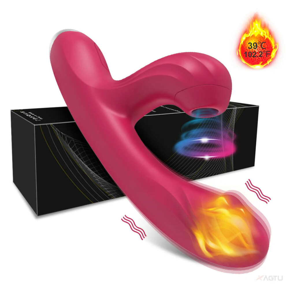 (ZD062-RD-BOX) Clit Sucker 2 in 1 Vibrator Dildo for Women G-Spot Clitoris Vacuum Stimulator Heating Dildo  Female Sex Toy Adults Goods