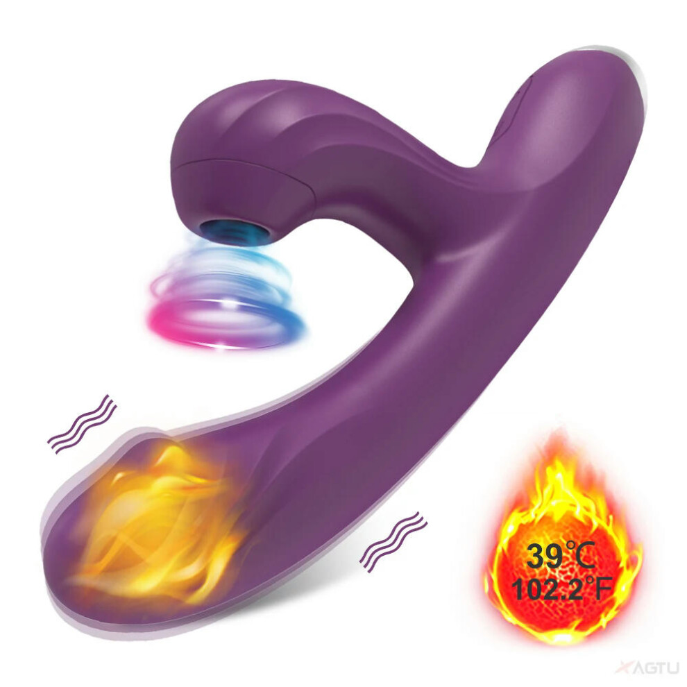 (ZD062-PU) Clit Sucker 2 in 1 Vibrator Dildo for Women G-Spot Clitoris Vacuum Stimulator Heating Dildo  Female Sex Toy Adults Goods