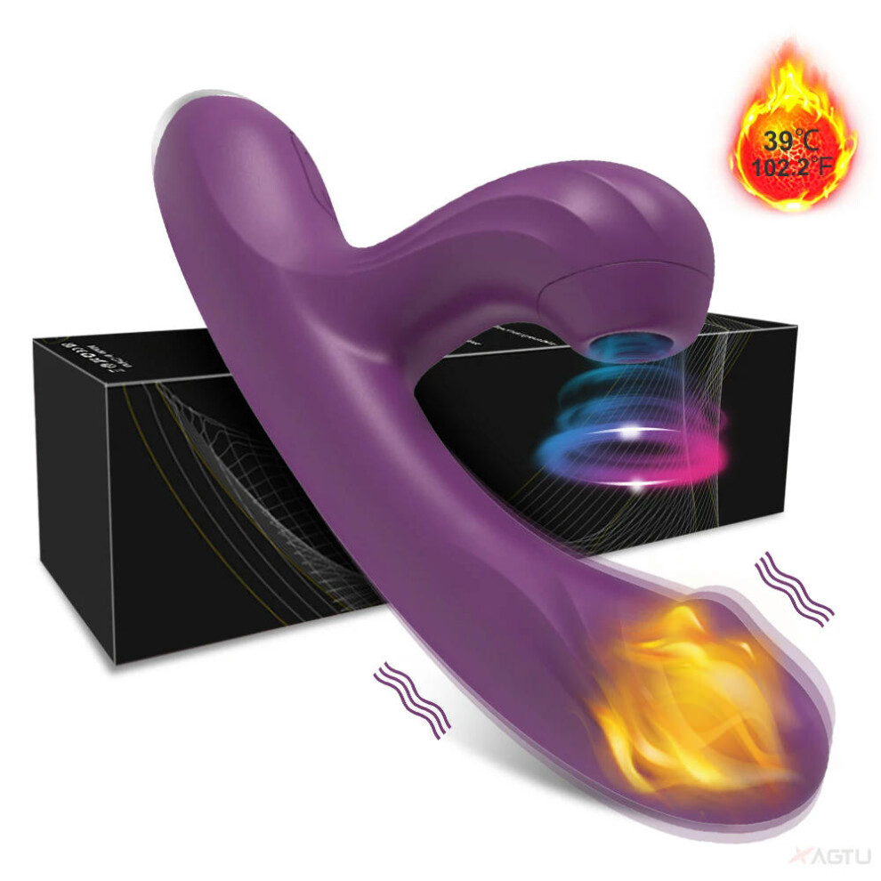 (ZD062-PU-BOX) Clit Sucker 2 in 1 Vibrator Dildo for Women G-Spot Clitoris Vacuum Stimulator Heating Dildo  Female Sex Toy Adults Goods