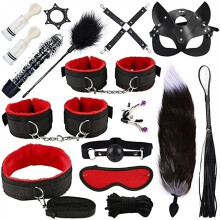 (16pcs-Red) High quality BDSM Genuine Leather Bondage Set Fetish Handcuffs Collar Gag Whip Erotic Sex Toys For Women Couples Adult Games