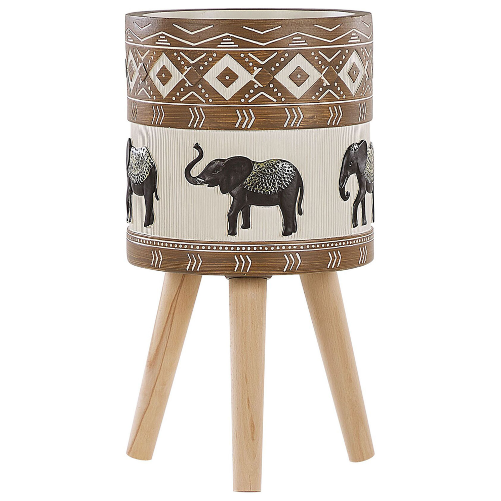 Elevated Plant Pot ACHILIO Ceramic 30 cm Dark Brown