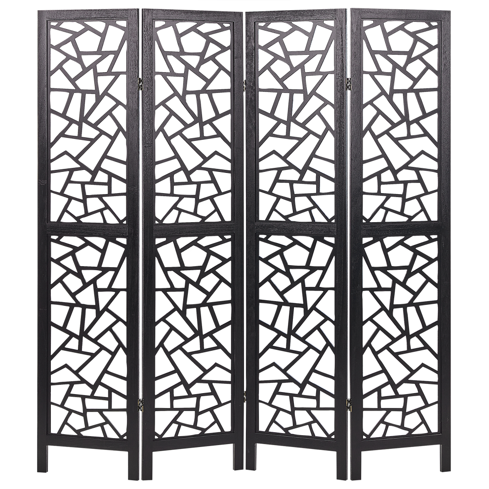 4 Panel Room Divider PIANLARGO Black 163 cm 170 cm