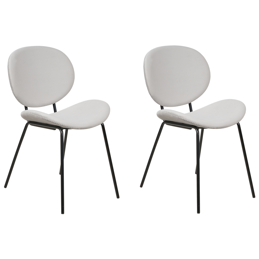 Set of 2 Dining Chairs LUANA Velvet Light Grey