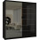 MN Furniture (180 cm ) Modern Black High Gloss Sliding Mirror Wardrobe 1