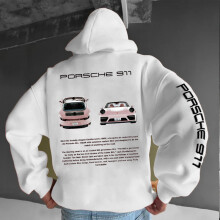 (White 4, M) Porsche 911 Hoodie, Car Sweatshirt Hoodie, Unisex Oversize Hoodie Shirt Top