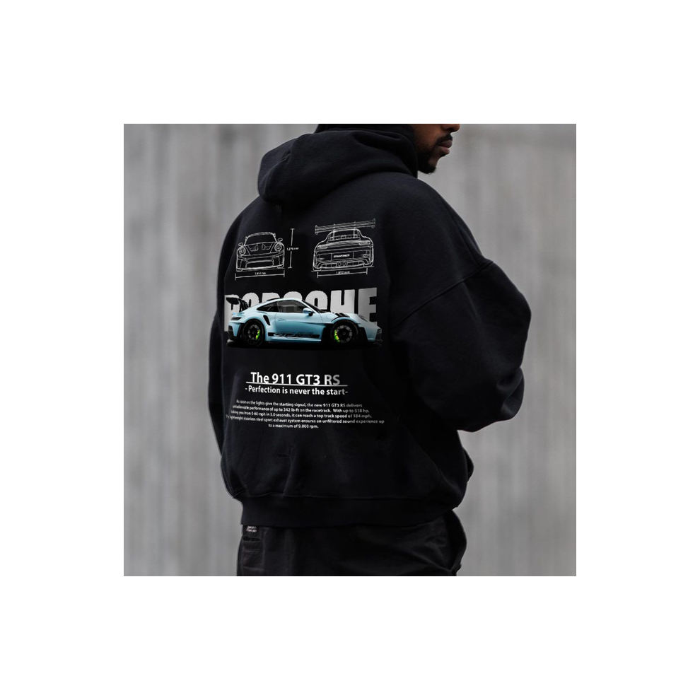 (Black 1, XXL) Porsche 911 Hoodie, Car Sweatshirt Hoodie, Unisex Oversize Hoodie Shirt Top