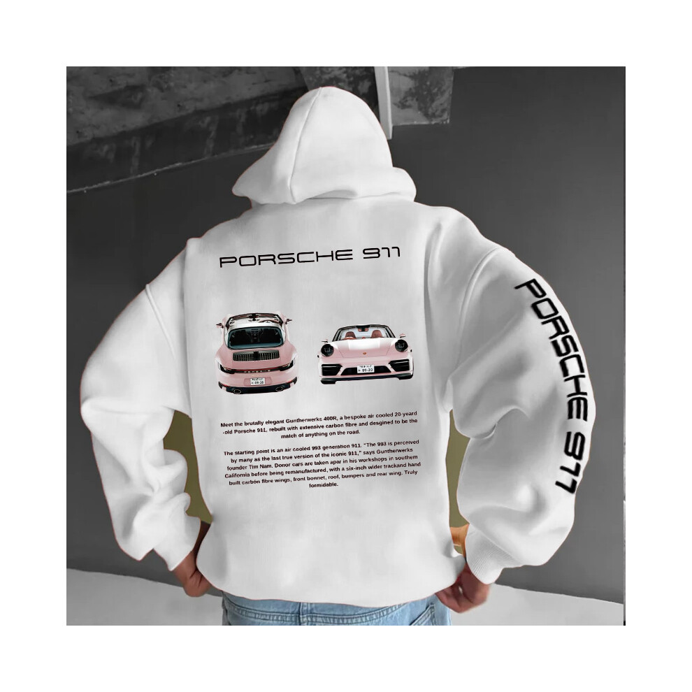 (White 4, XL) Porsche 911 Hoodie, Car Sweatshirt Hoodie, Unisex Oversize Hoodie Shirt Top