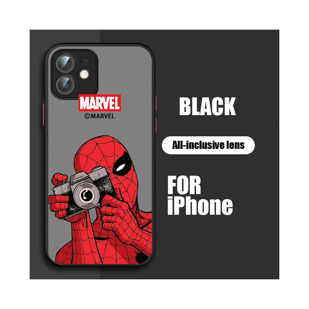 (iPhone 14 Pro Max, B01FHEI04) Marvel Spiderman Phone Case For Apple iPhone 14 13 12 11 XS Mini Pro Max 8 7 6 XR Plus Frosted Translucent Cover