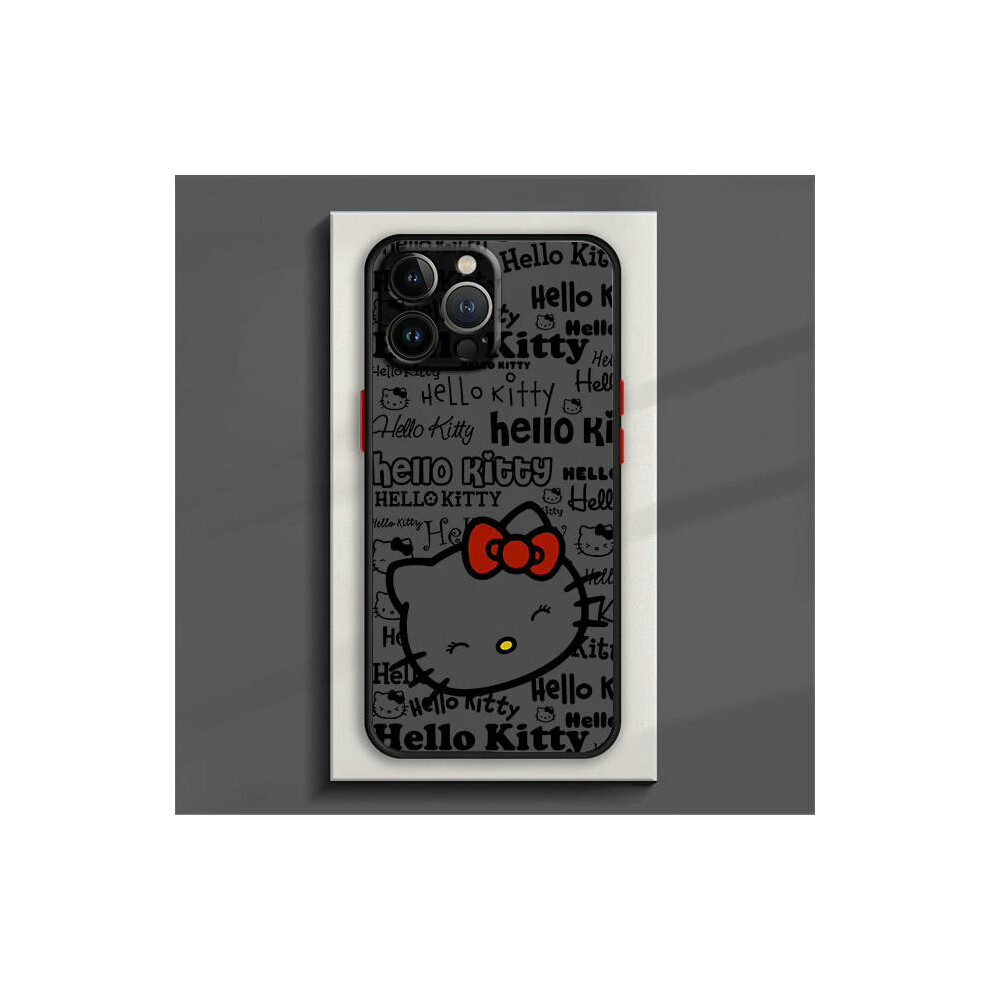 (iPhone 15 Plus, B10Fhei02) Cute Sanrio Hello Kitty Phone Case For iPhone 15 14 13 12 11 Pro Max mini XS XR X 8 7 6 Plus SE TPU Frosted Translucent Co