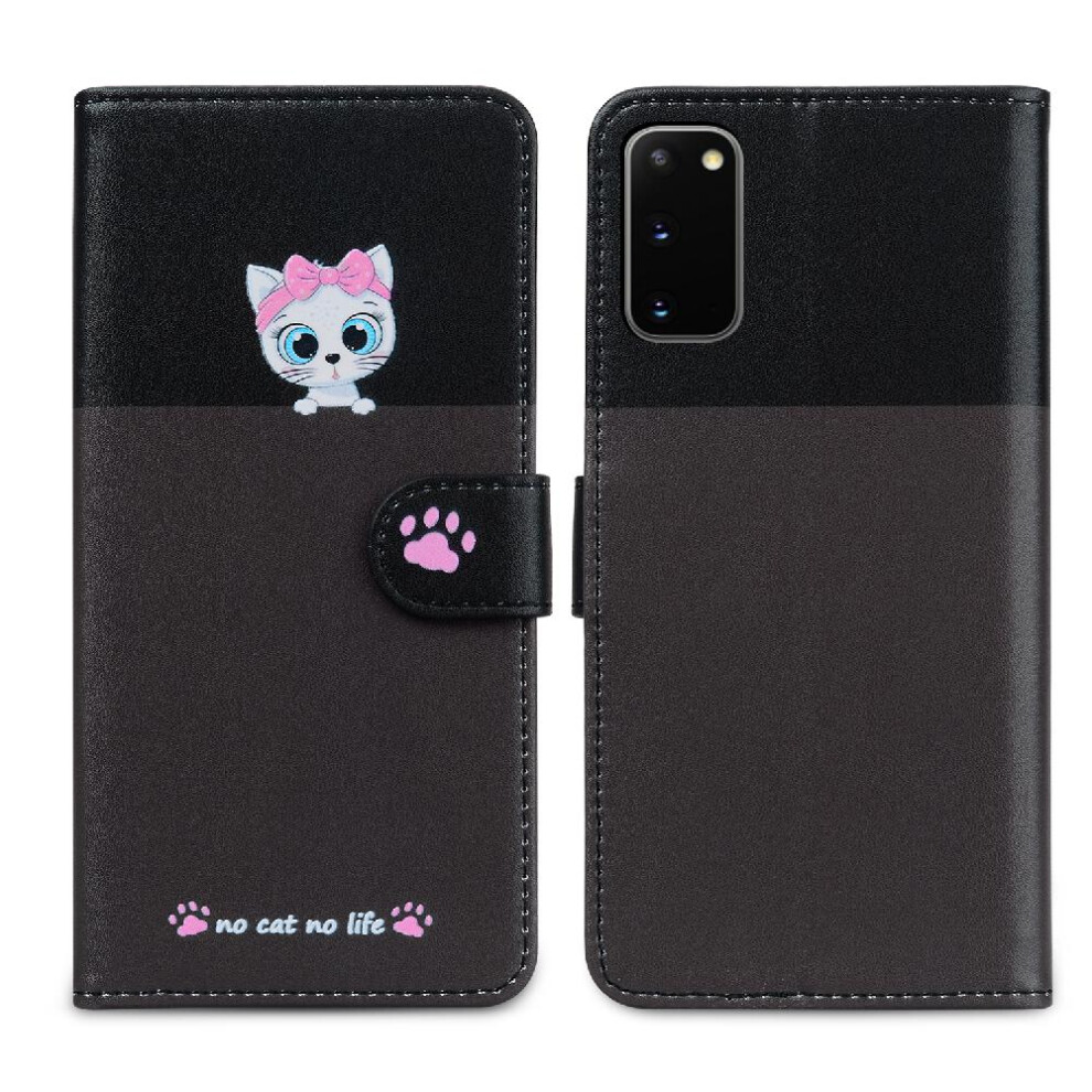 ( ) Case For Samsung Galaxy S20 Flip Cover Simple Business Shockproof Wallet Leather Case Gray 764762678647