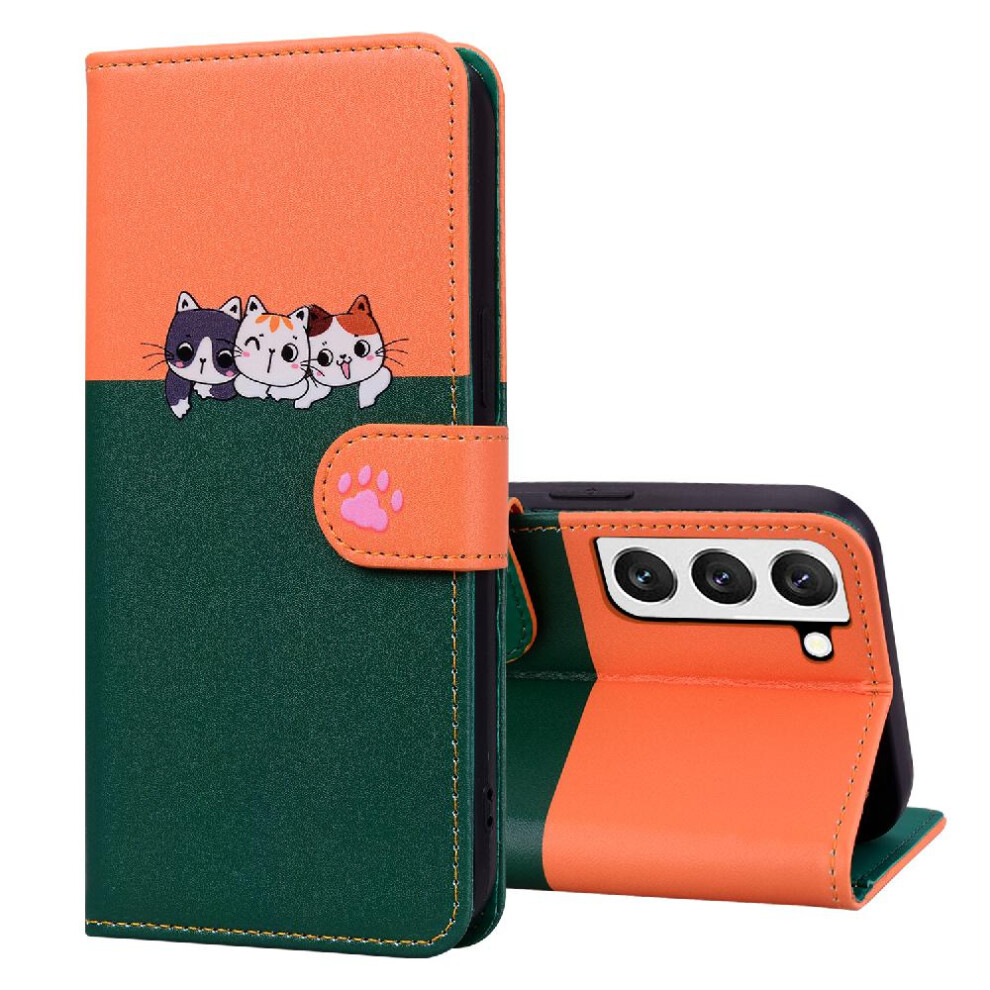 (Green) Case For Samsung Galaxy S22 Wallet Shockproof Leather Case Simple Business Flip Cover Green 764762679170