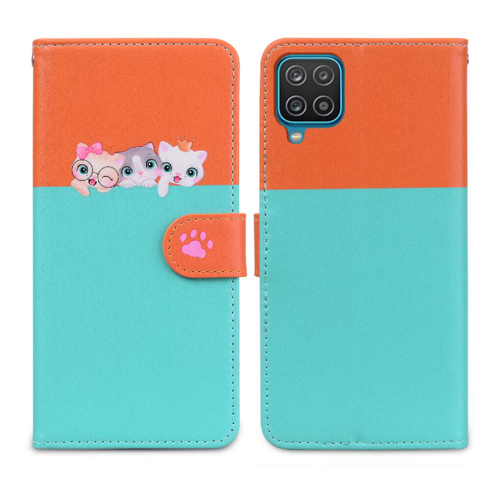 (Blue) Case For Samsung Galaxy A12 Shockproof Leather Case Wallet Simple Business Flip Cover Blue 764762679507