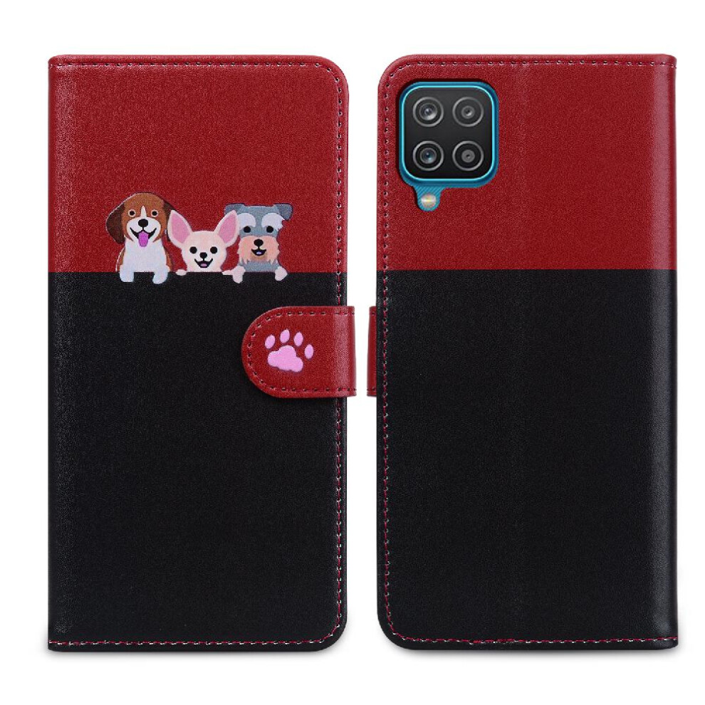 (Black) Case for Samsung Galaxy A12 Shockproof Leather Case Wallet Simple Business Flip Cover