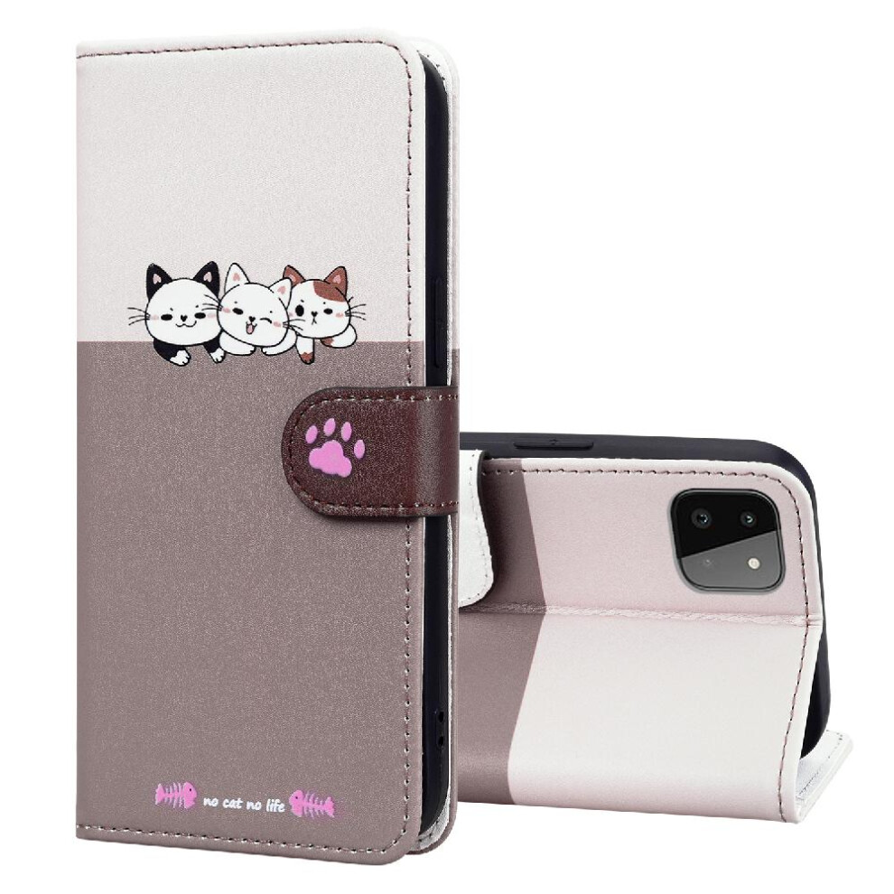(White) Case For Samsung Galaxy A22 5G Flip Cover Leather Case Shockproof Wallet Simple Business White 764762679767