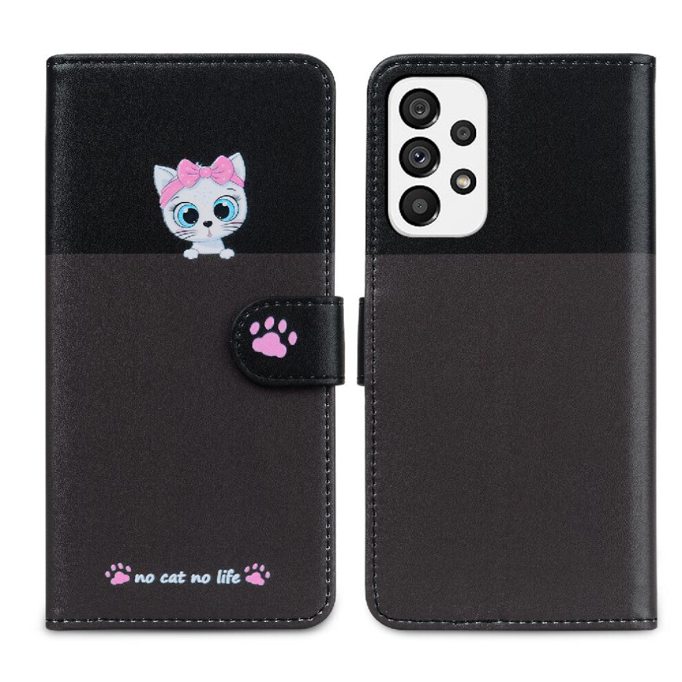 ( ) Case For Samsung Galaxy A73 5G Shockproof Leather Case Simple Business Flip Cover Wallet Gray 764762680381