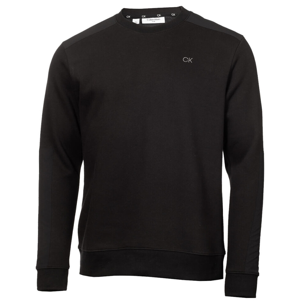 (M, Black) Calvin Klein Mens 2023 Walker Crew Neck Cotton Blend Comfort Golf Sweater