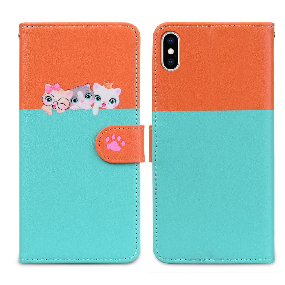 (Blue) Case For Iphone Xs Flip Cover Simple Business Leather Case Shockproof Wallet Blue 764762681425