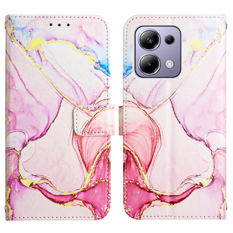 (Pink) Case For Xiaomi Redmi Note 13 Pro 4G Wallet Pu Leather Marble Pattern Kickstand Pink 764762681791