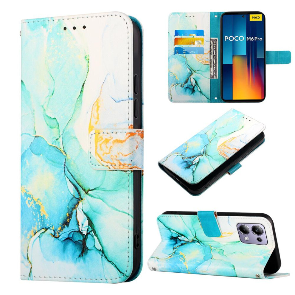 (Green) Case For Xiaomi Redmi Note 13 Pro 4G Wallet Pu Leather Marble Pattern Kickstand Green 764762681838