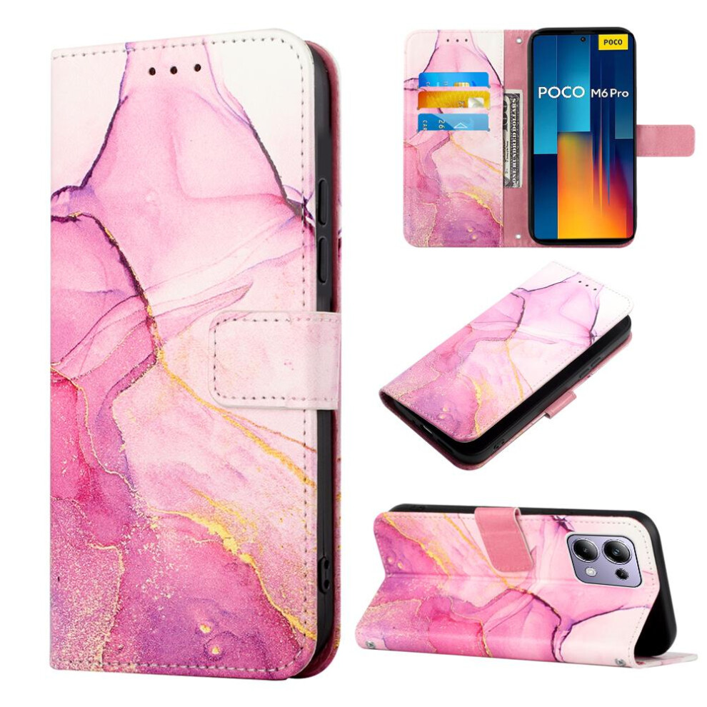(Rose ) Case For Xiaomi Mi Note 13 Pro 4G Wallet Pu Leather Marble Pattern Kickstand Red 764762681784