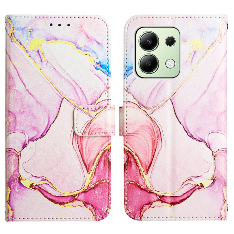 (Pink) Case For Xiaomi Redmi Note 13 4G Kickstand Pu Leather Marble Pattern Wallet Pink 764762681913