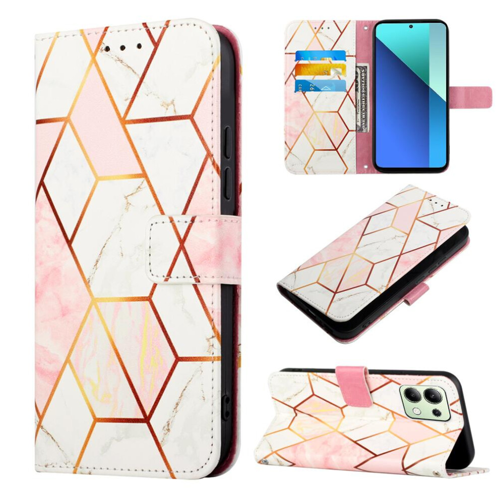 (Rose ) Case For Xiaomi Redmi Note 13 4G Kickstand Pu Leather Marble Pattern Wallet Gold 764762681937