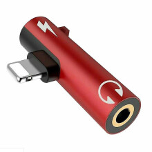 (Red) For Iphone 8 7 Plus X Lightning To 3.5mm Aux Earphone Charger Jack Adapter
