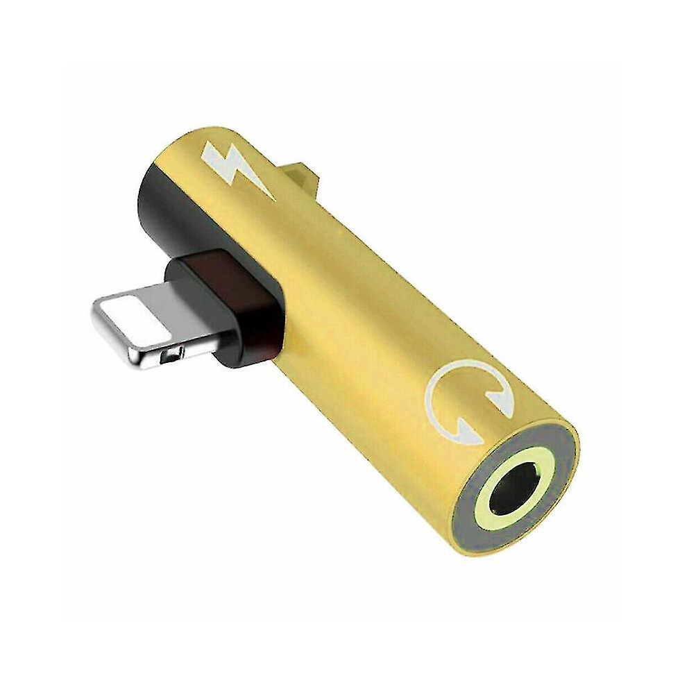 (Gold) For Iphone 8 7 Plus X Lightning To 3.5Mm Aux Earphone Charger Jack Adapter Gold 6956163371447