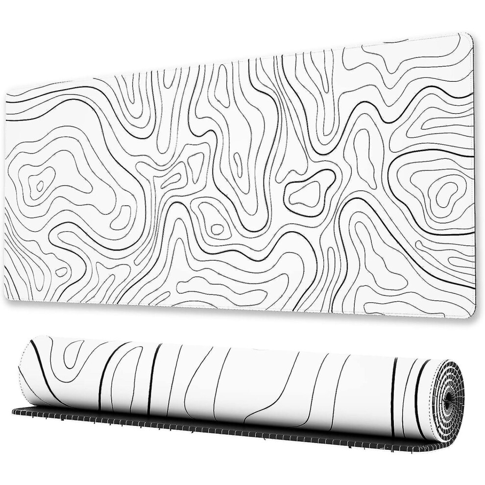 Large Gaming Mouse Pad With Stitched Edges, Extended Xl Mousepad With Anti-Slip Base, Cool Desk Pad For Keyboard And Mouse, 31.5 X 11.8 In, White 9158807381240