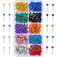 500 Pieces Map Push Pins Map Tacks Plastic Round Head Tacks With Steel Points 10 Colors (1/8 Inch)