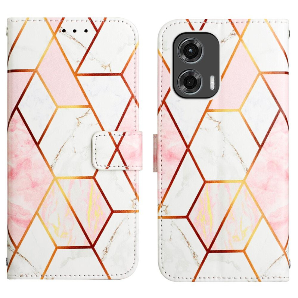 (Rose ) Case For Motorola Moto G Stylus 5G 2024 Marble Pattern Wallet Kickstand Pu Leather Gold 764762682477