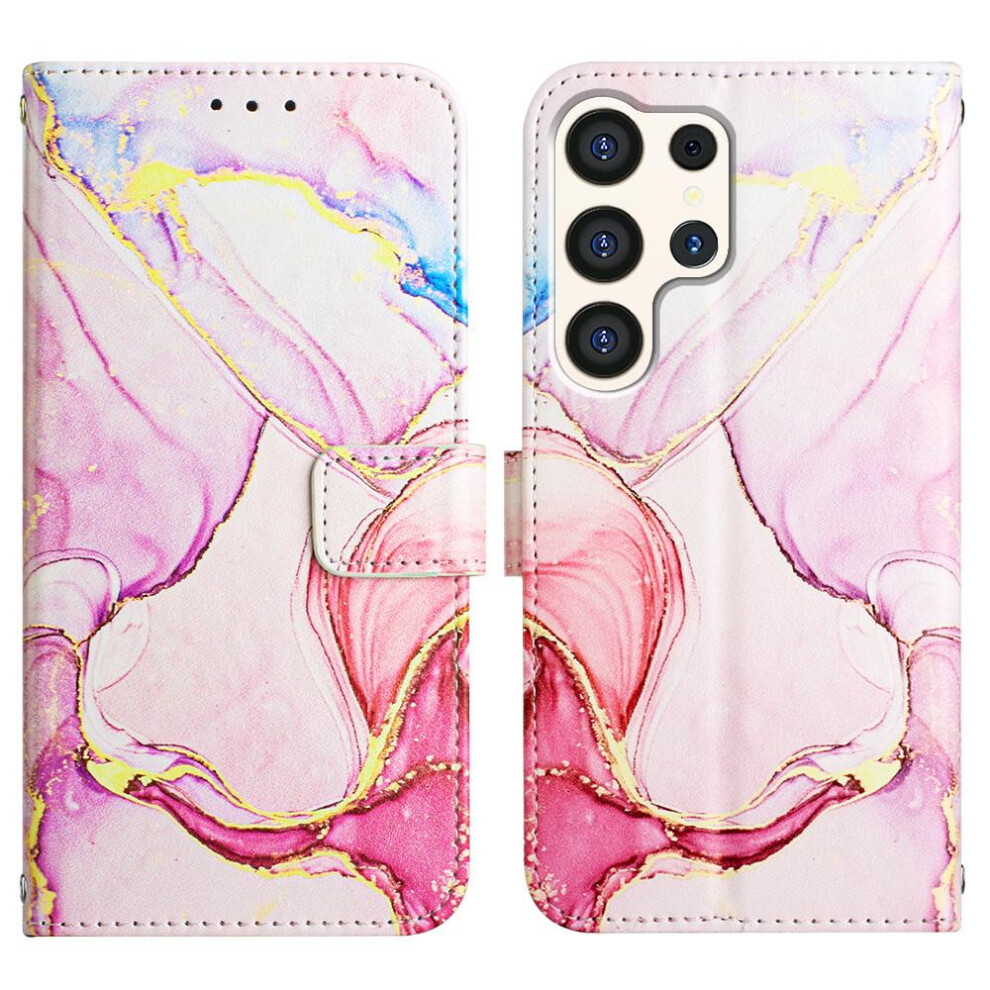 (Pink) Case For Samsung Galaxy S24 Ultra 5G Marble Pattern Pu Leather Kickstand Wallet Pink 764762682637