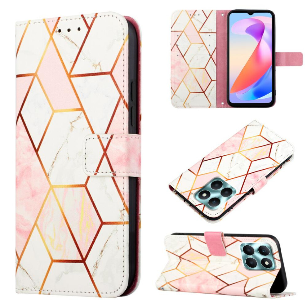 (Rose ) Case For Honor X6a Kickstand Pu Leather Marble Pattern Wallet Gold 764762682712