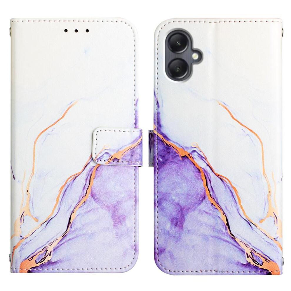 (Purple) Case For Samsung Galaxy A05 Pu Leather Wallet Kickstand Marble Pattern Purple 764762682965