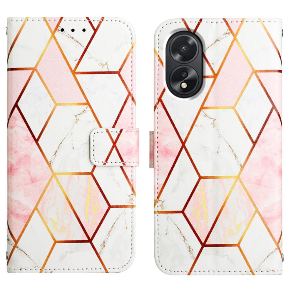 (Rose ) Case For Oppo A38 4G Marble Pattern Kickstand Pu Leather Wallet Gold 764762683078